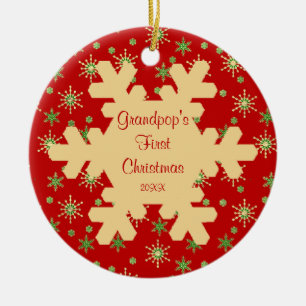 Grandpop's First Christmas Red Snowflake Ornament