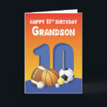 Grandson 10th Birthday Sports Balls Card<br><div class="desc">On his 10th birthday make your grandson who is a sports lover remember that day as long as he lives by giving him this card with lots of balls on the front to greet him a happy and fun birthday.</div>