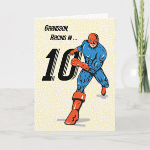 Grandson 10th Birthday Superhero Card