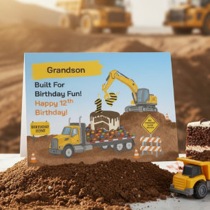 Grandson 12th Birthday Construction Site Card