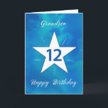 Grandson 12th Birthday Star Blue Green Watercolor Card<br><div class="desc">Turning 12 is a big deal, and this birthday card is as bold and bright as your grandson! The watercolor blend of blues, greens, and teals creates a stunning backdrop, with a large white star radiating glowing lines at the centre. A great way to mark the beginning of another exciting...</div>