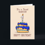 Grandson 1st Birthday, 1 on Sweet Blue Cake Card<br><div class="desc">Your sweet baby grandson will have his first birthday soon. To celebrate with him on this very special day,  you should send him this cute card with a blue icing cake on the front. Make this day the sweetest day of his young life.</div>