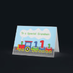 Grandson 1st Birthday Colorful Train on Track Card<br><div class="desc">When you grandson celebrates his 1st birthday soon,  this card will be best to give him. This keepsake card will surely bring back fun memories of his first birthday celebration. Get yourself a copy of this to give him.</div>