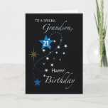 Grandson 21st Birthday Star Inspirational Black Card<br><div class="desc">As your grandson turns 21,  this inspirational birthday card celebrates with him. Encourage him to find his own true star and reach for it!</div>