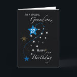 Grandson 27th Birthday Star Inspirational Black Card<br><div class="desc">When the day of your grandson’s 27th birthday finally arrives then you can surprise him with this card that shows blue and white stars on the cover. The inside shares a message of inspiration for him.</div>
