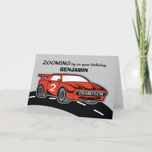 Grandson 2 Years Old Red Sports Car Card