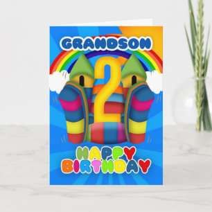 Grandson 2nd Birthday Card With Bouncy Castle