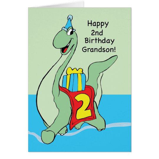 Grandson, 2nd Birthday Dinosaur Card