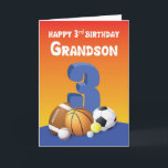 Grandson 3rd Birthday Sports Balls Card<br><div class="desc">It’s going to be your grandson’s 3rd birthday soon. And for a special boy like him,  this sports balls card would be the most fitting to give him on his special day. Grab this card today!</div>