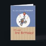 Grandson 3rd Teddy Bear Balloon Birthday Card<br><div class="desc">Your life has been happier during the last three years thanks to your Grandson. Wish him the best on his 3rd Birthday with this sweet teddy bear who holds a balloon and wants to celebrate with the little boy.</div>