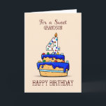 Grandson 4th Birthday, 4 on Sweet Blue Cake Card<br><div class="desc">Touch you special grandson’s taste buds with this sweet card that has a cake with blue icing on the front. This will surely make his mouth water when you send him this to greet him a happy 4th birthday.</div>