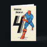 Grandson 4th Birthday Superhero Card<br><div class="desc">This super hero is racing in to let your grandson know what a special guy he is. Perfect card to wish him happy 4th birthday!</div>