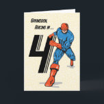Grandson 4th Birthday Superhero Card<br><div class="desc">This super hero is racing in to let your grandson know what a special guy he is. Perfect card to wish him happy 4th birthday!</div>
