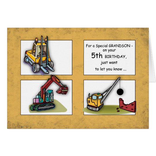 for greeting grandson 5th birthday card Zazzle.co.uk 5th  Trucks Birthday, Card Grandson