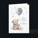 Grandson 6 Month Birthday Soft Teddy Bear and Ball Card<br><div class="desc">Celebrate a special milestone with this heartwarming design featuring an adorable watercolor bear holding a balloon, marking six months of pure joy. The soft blue tones and gentle stars add a peaceful touch to the illustration. The sweet message is perfect for a grandson, highlighting the joy of watching him grow...</div>