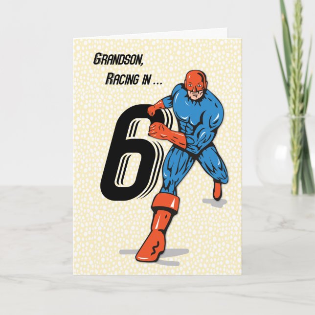Grandson 6th Birthday Superhero Card (Front)