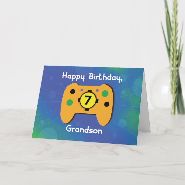 Grandson 7 Year Old Birthday Gamer Controller Card (Front)