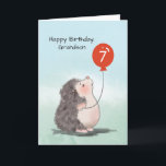 Grandson 7th Birthday Cute Hedgehog with Balloon Card<br><div class="desc">This card will be perfect for any grandson who is about to celebrate his seventh birthday very soon. Let him know that you are proud of kind and curious person he is becoming. Ready this card today to give him once his special day happens.</div>