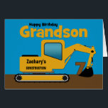 Grandson 7th Birthday Yellow Excavator Add Name<br><div class="desc">A fun seventh birthday card for a grandson who loves construction equipment and earth movers. It has a yellow digger on the front with an area on the cab where you can change the name of the construction company to your grandson's name. Te number 7 is being scooped up in...</div>