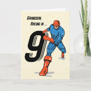 Grandson 9th Birthday Superhero Card