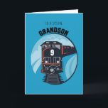 Grandson 9th Birthday Train, Boy, Blue Card<br><div class="desc">Your Grandson will love to receive this cute train on his 9th Birthday. Send him your good wishes on his special day with this funny design in blue,  white,  red and black colors.</div>