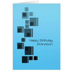 Grandson Abstract Design Blue Birthday Card