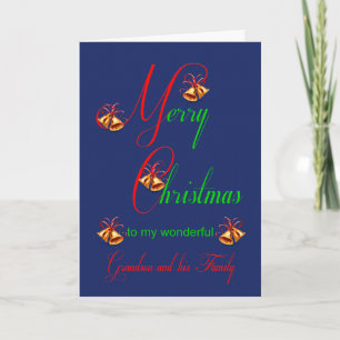 Grandson and Family Christmas Bells Holiday Card