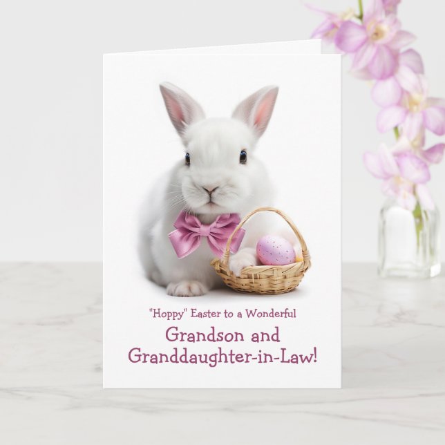 Grandson and Granddaughter in Law Wife Easter Card (Orchid)