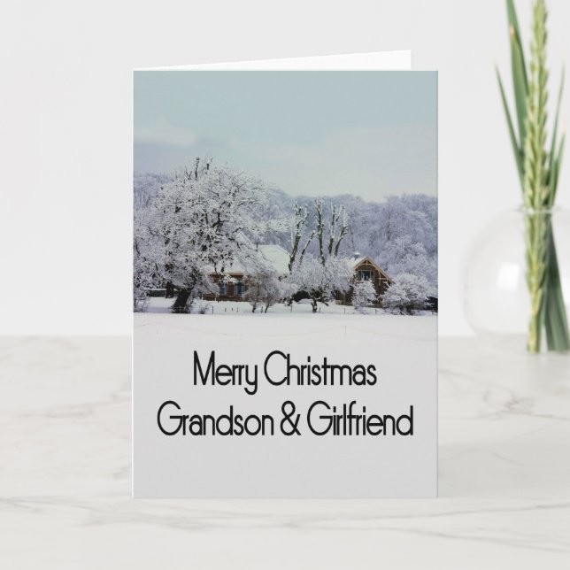 Grandson and his Girlfriend  Merry Christmas card (Front)
