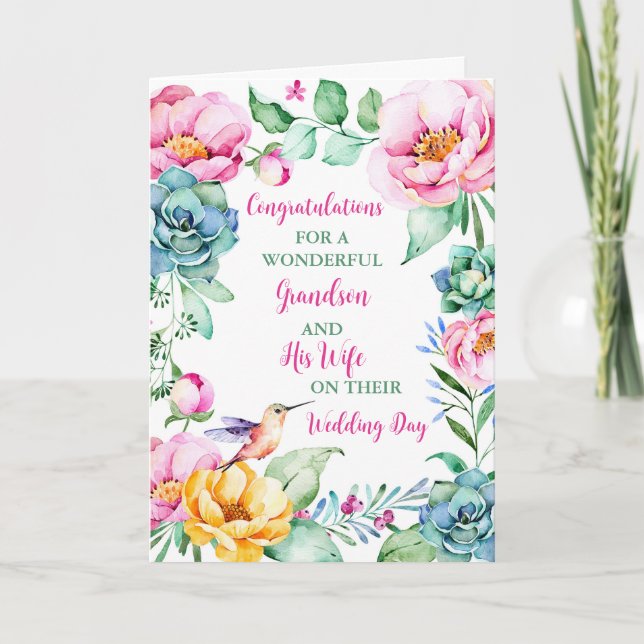 Grandson and His Wife Wedding Day Congratulations Card (Front)