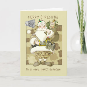 grandson, armed forces military Christmas greeting Holiday Card