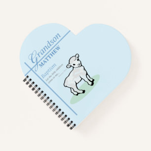 Grandson Baptism Blue Boy Lamb Personalised Notebook