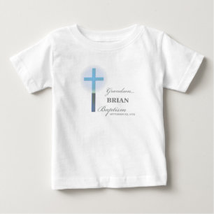 Grandson Baptism Blue Lace Personalised Baby T-Shirt