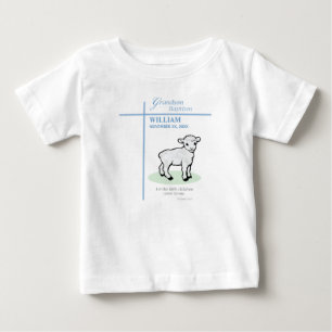 Grandson Baptism Blue Lamb Personalised Baby T-Shirt