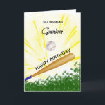 Grandson Baseball Birthday Card<br><div class="desc">Give your baseball loving grandson a baseball and bat card with an explosive baseball theme! A baseball and bat with the words 'To a wonderful grandson'.</div>