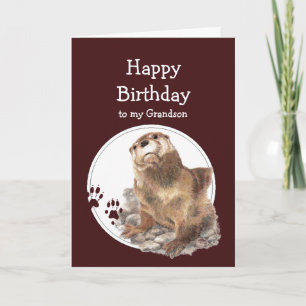 Grandson Birthda Otter Funny Animal Custom Text Card