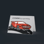 Grandson Birthday Age 3 Red Sports Car Card<br><div class="desc">Get in this red sports car and zoom onto your grandson’s 3rd birthday celebration to greet him. His age is indicated on the side of the card. Get this now to greet him with on his special day.</div>