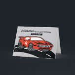 Grandson Birthday Age 4 Red Sports Car Card<br><div class="desc">Ride in this red sportscar on the way to greeting your dearest grandson a happy 4th birthday. We have also given you the option to personalise this card with his name on the cover just above the sportscar. He will truly be thrilled to receive this card from you.</div>