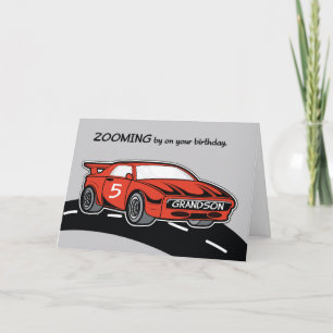 Grandson Birthday Age 5 Red Sports Car Card