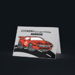 Grandson Birthday Age 6 Red Sports Car Card<br><div class="desc">Watch him jump for joy once he receives this red sportscar birthday card for his 6th birthday. What will turn him up more is the fact that his name can be seen on the cover of this. Come customise this now and secure your copy to give your cute grandson.</div>