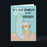 Grandson Birthday Beach Funny Cool Racoon Card<br><div class="desc">A cool racoon in shades stands proud on the cover of this card that you can send to your dear grandson on the celebration of his birthday. Share with him that funny message that this card brings for him.</div>
