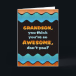 Grandson Birthday Card / Awesome Grandson<br><div class="desc">Let a special grandson know you think he's awesome on his birthday with this colourful waves card.</div>