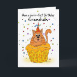 grandson birthday card with ginger cupcake cat<br><div class="desc">grandson birthday card with ginger cupcake cat</div>