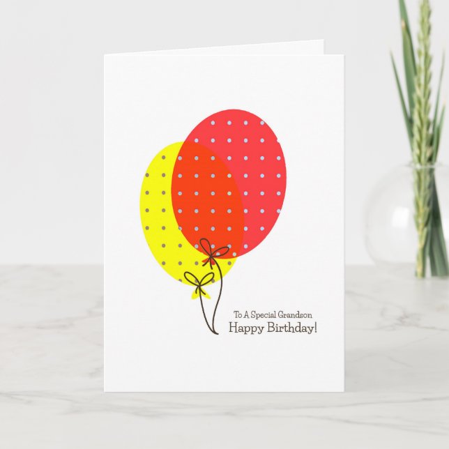 Grandson Birthday Cards, Big Colorful Balloons Card (Front)
