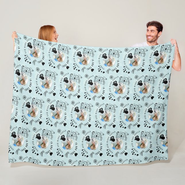 Grandson Birthday Custom Photo Minimalist Fleece Blanket (In Situ)