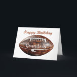 Grandson Birthday Grunge Large Football Sports Card<br><div class="desc">Celebrate your football-loving grandson's special day with this unique birthday card. The front features a well-worn football with a grunge design, capturing the raw energy of the game. "Happy Birthday" is boldly displayed above, with "Grandson" written on the ball itself in a rugged font, adding a personal and sporty touch....</div>