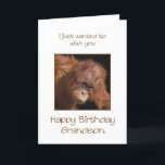 Grandson Birthday, Orang Utan Card<br><div class="desc">Give your grandson a cheeky monkey of a birthday card. A birthday card for your very own top banana! A baby orangutan looking cute.</div>