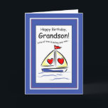 Grandson Birthday, Sail boat, Christian Card<br><div class="desc">This cute card will be smooth sailing when you send it to your Grandson! Scripture passage is on the inside.</div>