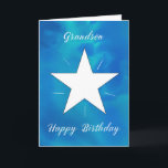 Grandson Birthday Star Blue Green Watercolor Card<br><div class="desc">Celebrate your grandson with a birthday card that’s as vibrant and special as he is! A stunning watercolor blend of blues, greens, and teals creates a dynamic background, while a shining white star in the centre radiates with energy and light. Perfect for any grandson, this cheerful and uplifting design is...</div>