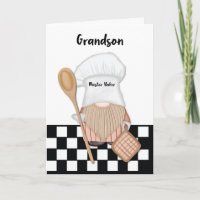 Grandson Birthday Whimsical Gnome Baker Baking